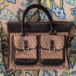 Dooney & Bourke Double Pocket Sig Monogram Tote Vintage